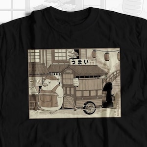 Busy Street - Spirit World, Ukiyo-e Japanese Style, Yatai Ramen, Ukiyoe Anime Illustration, Woodblock Art Japan Food Cart, Unisex T-Shirt