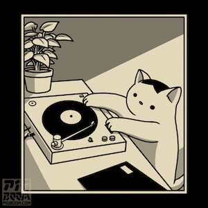 Scratch - Cat Scratching Turntable | Cat DJing | Vinyl Records Collector | Pet Cat Lover | Records Collection Music Unisex T-shirt