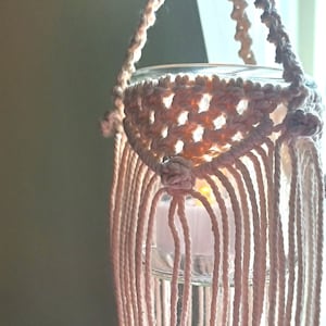 Hanging Lantern, Macramé Glass Jar, Nightlight