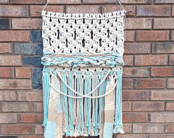 Macraweave Wall Hanging, Blue and Sand Tones