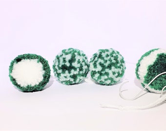 Green and White Holiday Tree Baubles, Set of Four