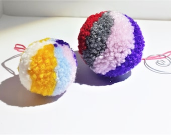 Colourful Pom Pom Christmas Ornaments, Unusual, Unique Christmas Baubles