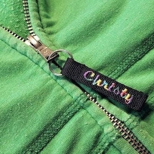 Personalized Zipper Pulls, Pick a Color, Coat/Jacket IDTags, Zipper Charm, Made to Order, 3/8"