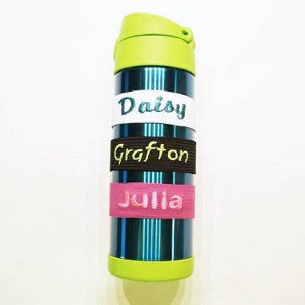 Personalized Bottle Bands / Stretchy Bottle Bands / Back to School / Sports / Parties / ID Tags / Made to Order