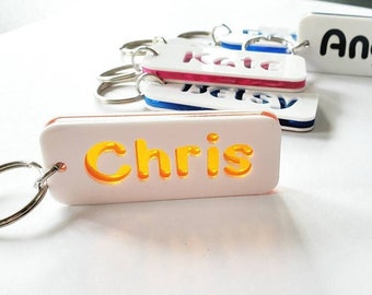 Personalized Keychain - Bookbag Tag - Pick a Color - Made to Order - 3"