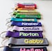 Personalized ID Tags, Bookbag Tags, LunchBox Tags, Keychain, School, Kids, Pick a Color, Made to Order, 3/4' wide 