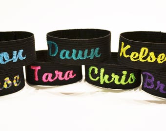 Personalized Bottle Bands - BLACK - Back to School - Sports - Parties - ID Tags - Made to Order - 1" wide