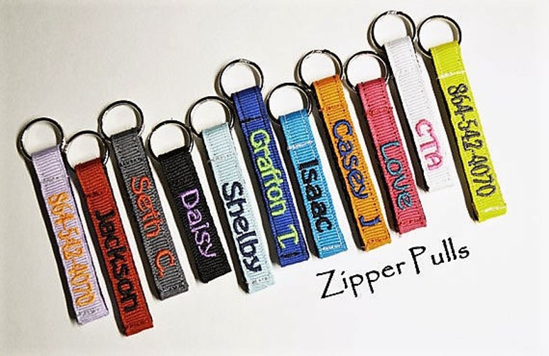 Personalized Zipper Pulls, Pick a Color, Mini 3/8, Coat/Jacket/Bookbag/Lunch Box, IDTags, Made to Order image 9