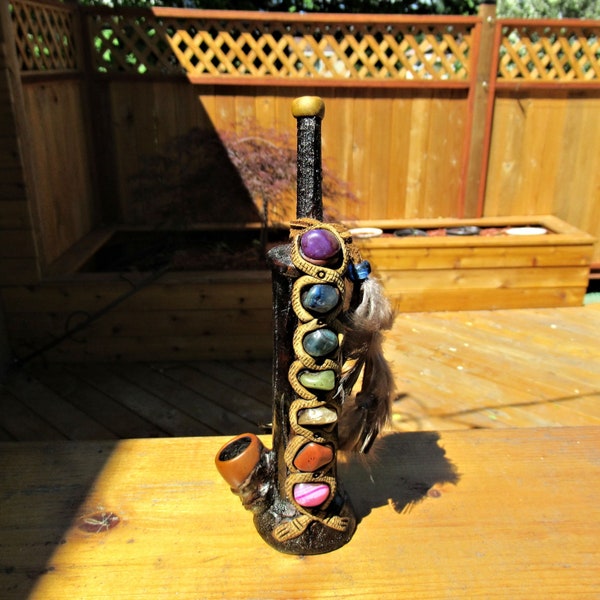 Chakra Personal Prayer Pipe 2, Smokable shamanic alter tool