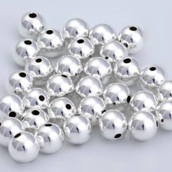 8mm Silver Plated Beads, Pkg/100, Rounded Beads,  Smooth Beads, Jewelry Making Suppies, Spacer Beads