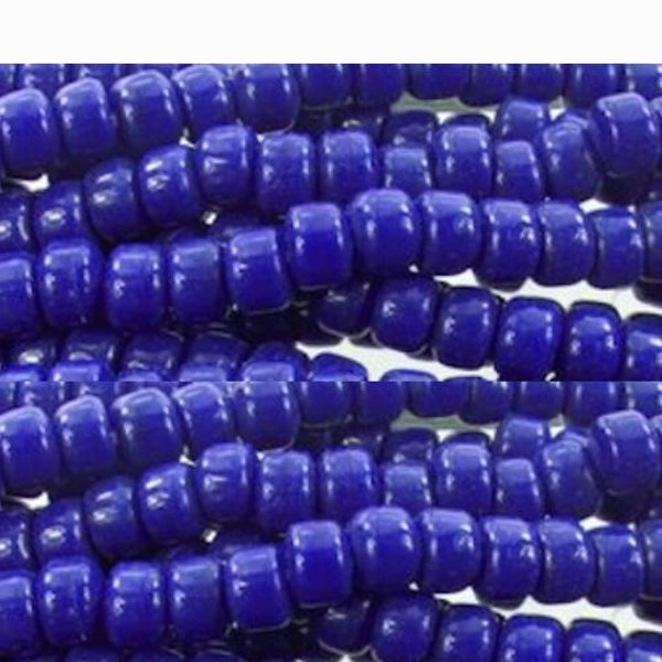 Glass Crow Beads, Dark Royal Blue Beads, 9 mm, strand of 100, Roller Beads, Pony Beads