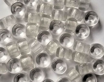 Clear Glass Crow Beads, 9 mm, strand of 100, Transparent Beads,Roller Beads, Pony Beads