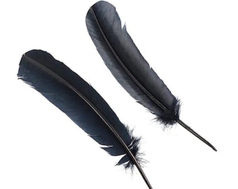 Black Turkey Feathers, Pkg of 4, Black Feathers, Raven Feathers, Crow Feathers, Magic, Witchcraft