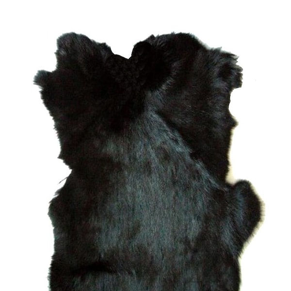 True Black Rabbit Fur Pelt, Genuine Rabbit Fur, Ethically sourced natural fur hide