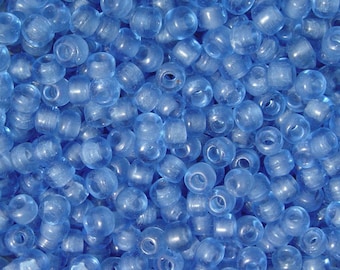 Glass Crow Beads, Translucent Lt Blue Crow Beads, 9 mm strand of 100, Roller Beads, Pony Beads