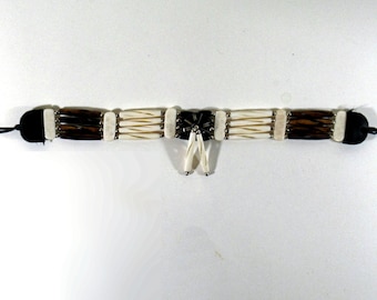 4 Strand Choker with black and white hairpipe beads, Native Indian necklace, Regalia jewelry