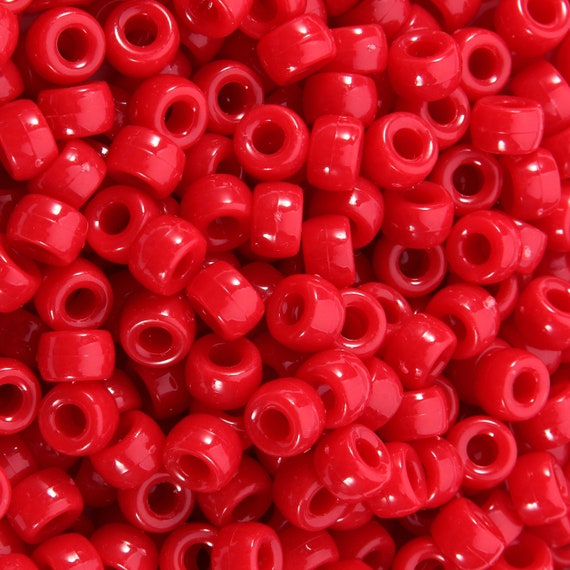 Opaque Red 8mm Glass Pony Beads