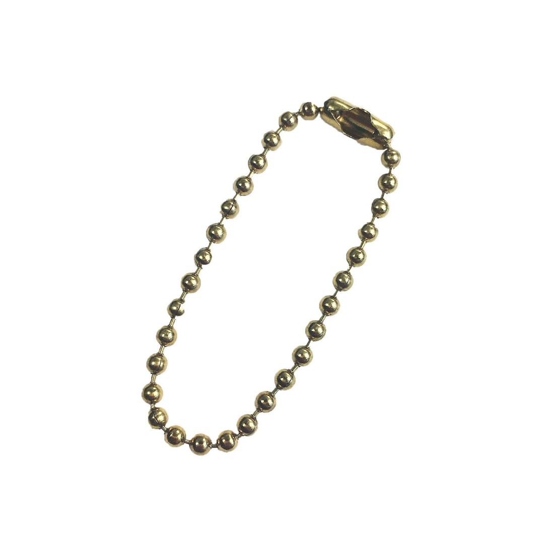 INSTAKA 50pcs Long Bead Connector Clasp Ball Chain Keychain Tag Key Rings Adjustable Antiqued Metal Bead Steel Chain (Golden), Adult Unisex