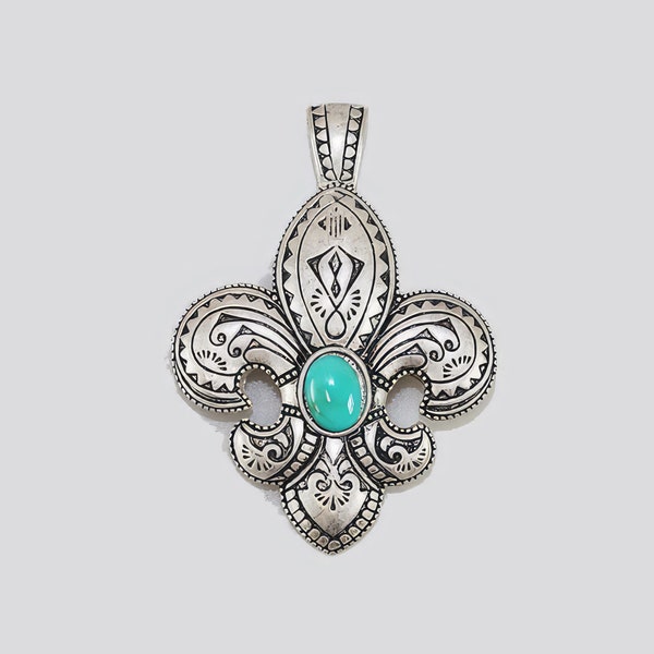 Turquoise Fleur d'Lis Magnetic Pendant