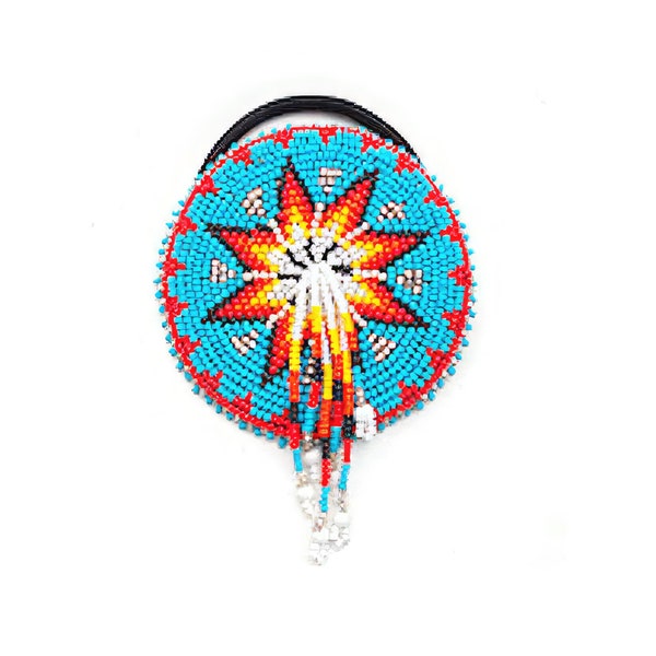 Turquoise Morning Star Ponytail Holder, Powwow Giveway Gift, pow wow regalia