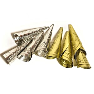 Child, Toddler or Adult Jingle Cones, Lot of 100, Silver or Gold Metal Jingle Cones, Native American Craft Supply, Regalia, Pow Wow