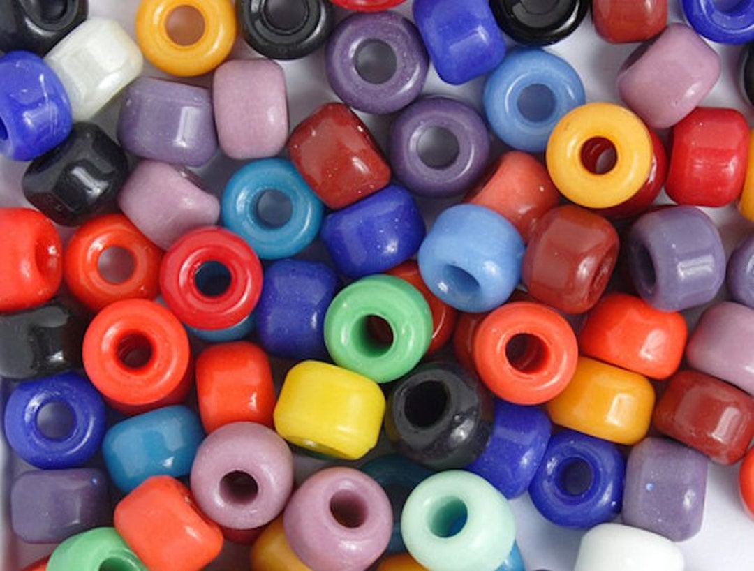 Glass Crow Beads, 9 Mm, Strand of 100, Assorted Colors,roller Beads