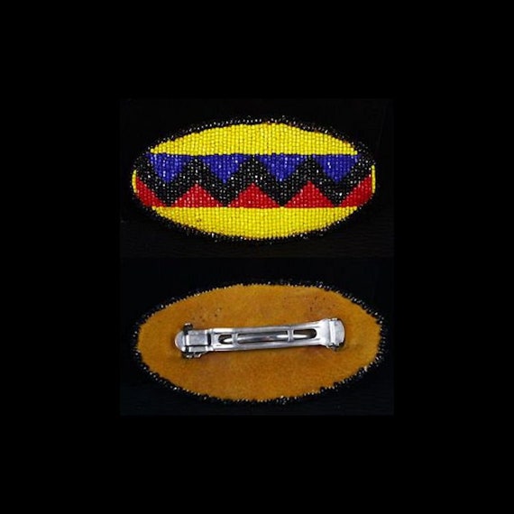 Beaded barrette, Chippewa Cree handmade hair barre