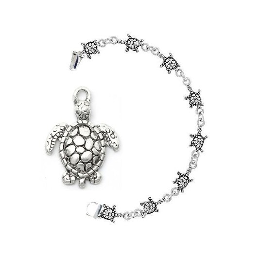 Silver Turtle Charm Bracelet Turtle Bracelet Turtle Gifts Etsy