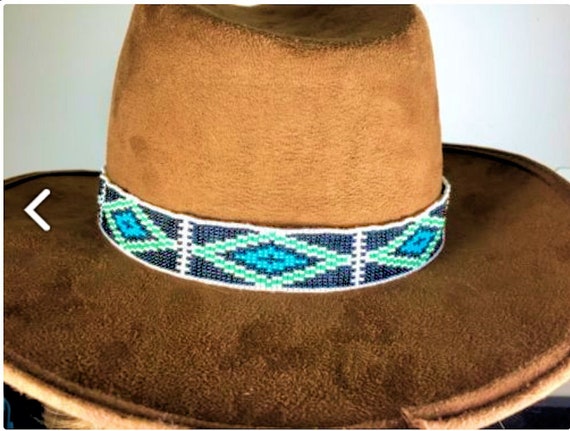 Beaded Hat Band, Turquoise and green native ameri… - image 2