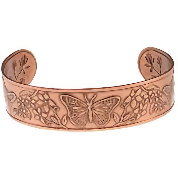 Embossed Butterfly Copper Bracelet, Copper Cuff Br