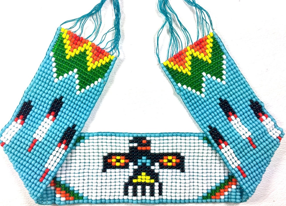 Thunderbird Beaded Seed Bead Strip 1.25x10 Applique for Etsy