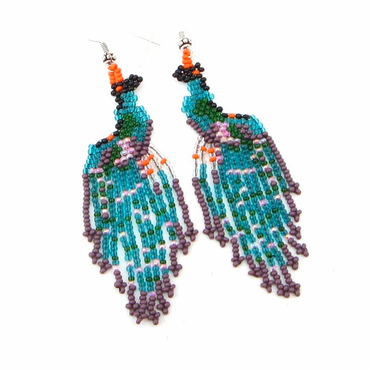 Beaded peacock shop earrings