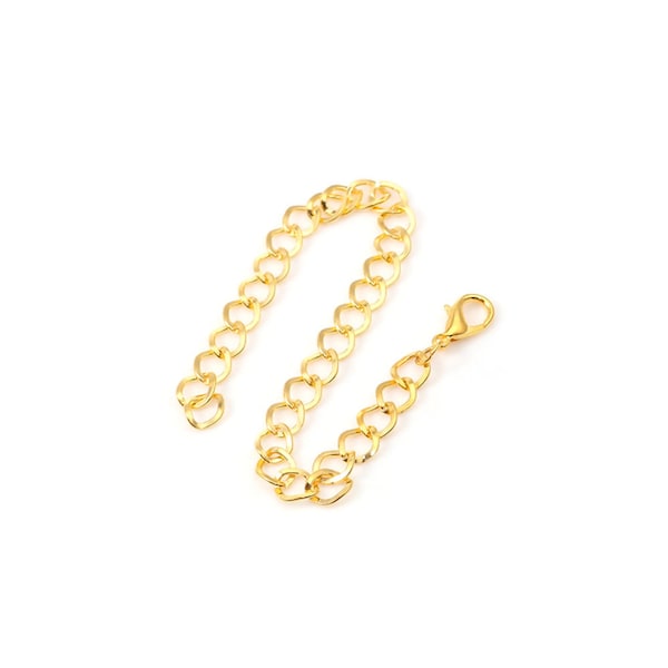 6 Gold Plated Bracelet Chains, 20 cm Lobster Clasp Link Chain Bracelets, Mixed Styles Charm Bracelet Chain