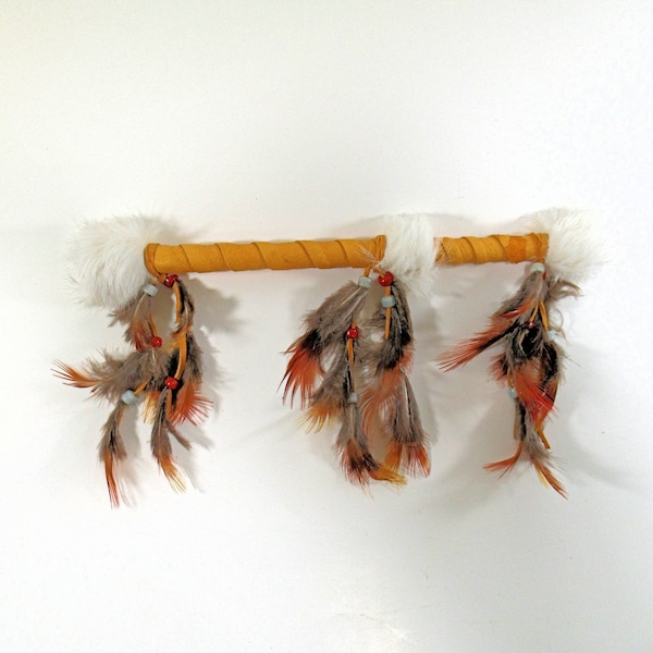 Talking Stick: Rabbit Fur & Red Pheasant Feathers, New Age, Metaphysical Teaching Tool for Teachers