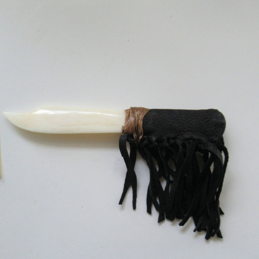 Black Buffalo Bone Knife, Primitive Rustic Knives, Mountain Man Weapon