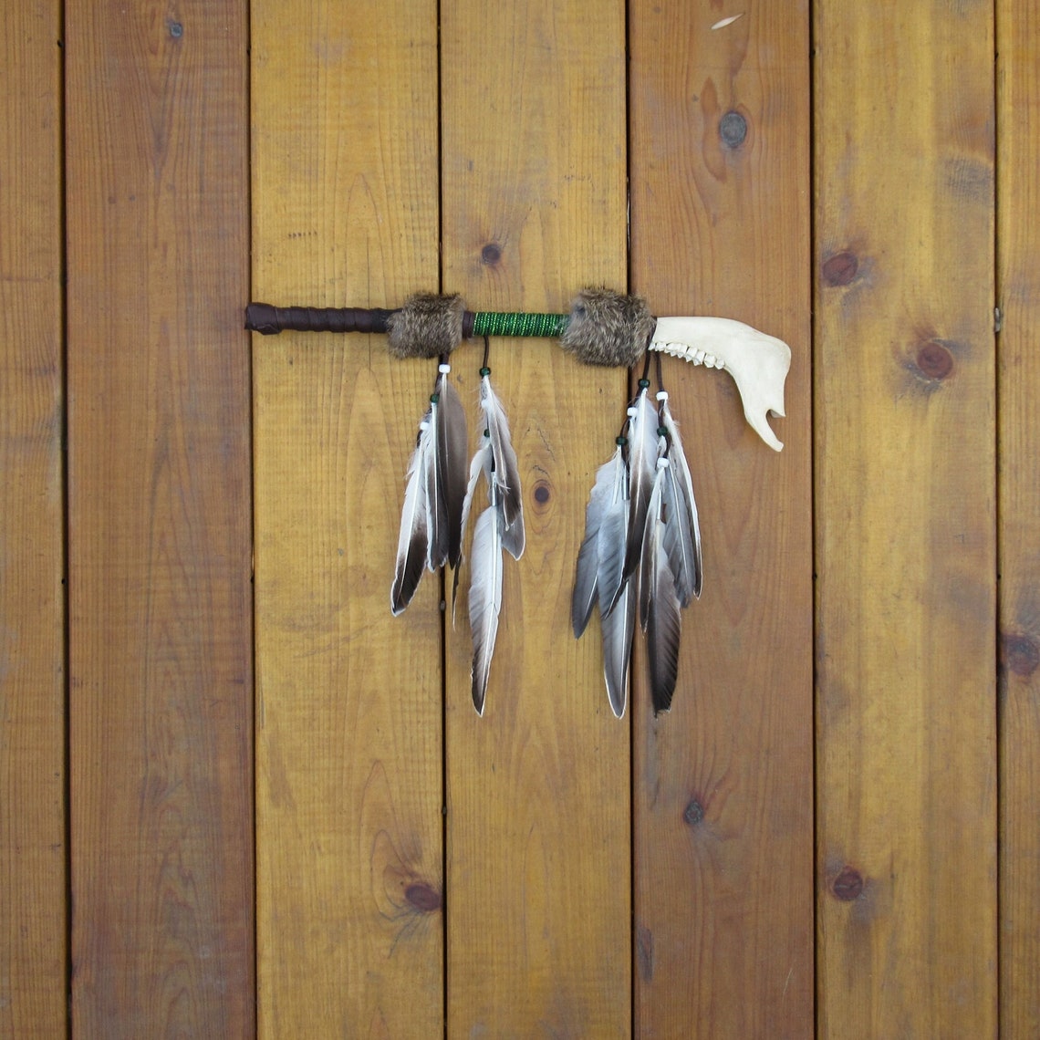 Green Deer Jaw Talking Stick Native American Inspired Dance Etsy