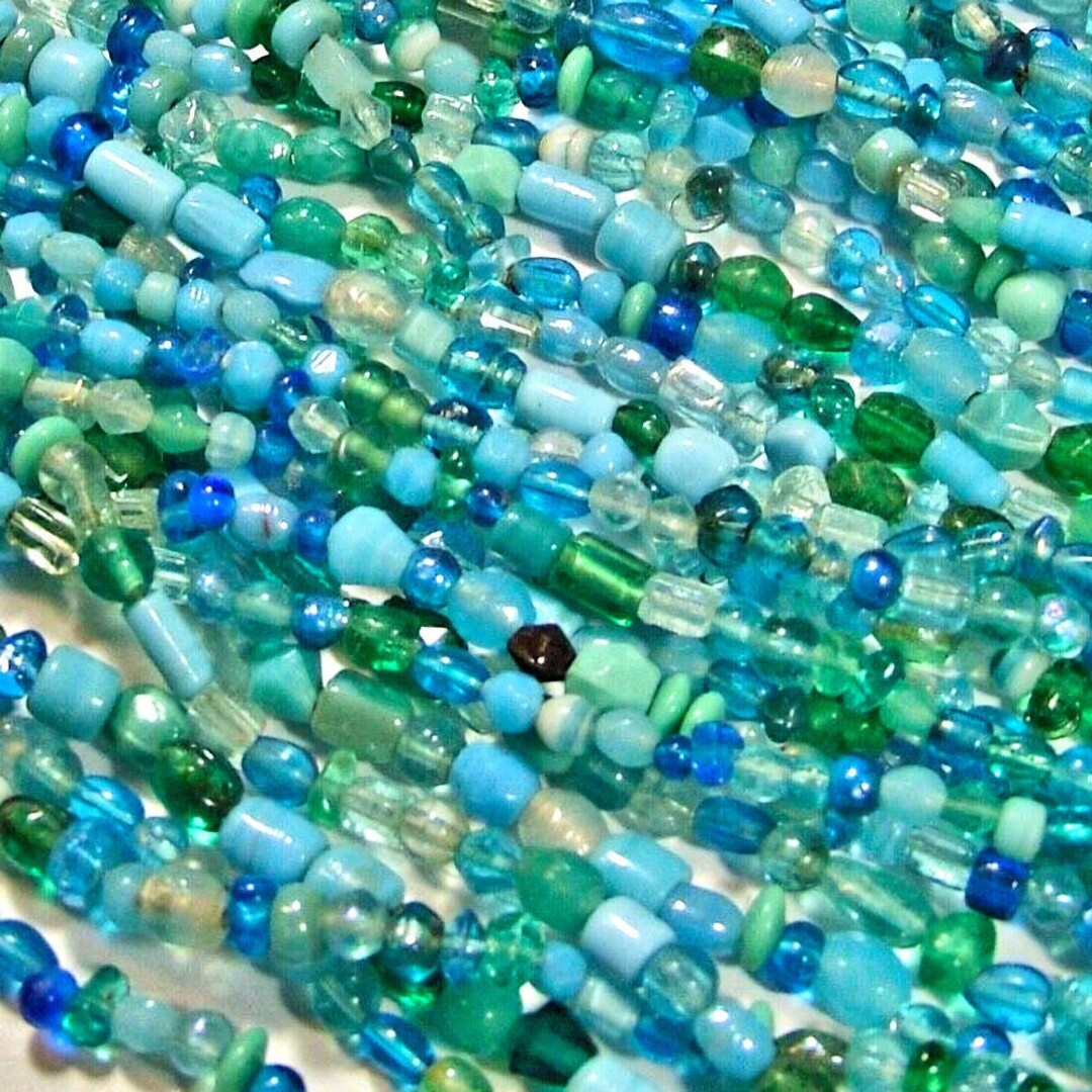 36 Strand Blue Mixed Small Glass Beads, Jewelry Making Craft Beads Etsy