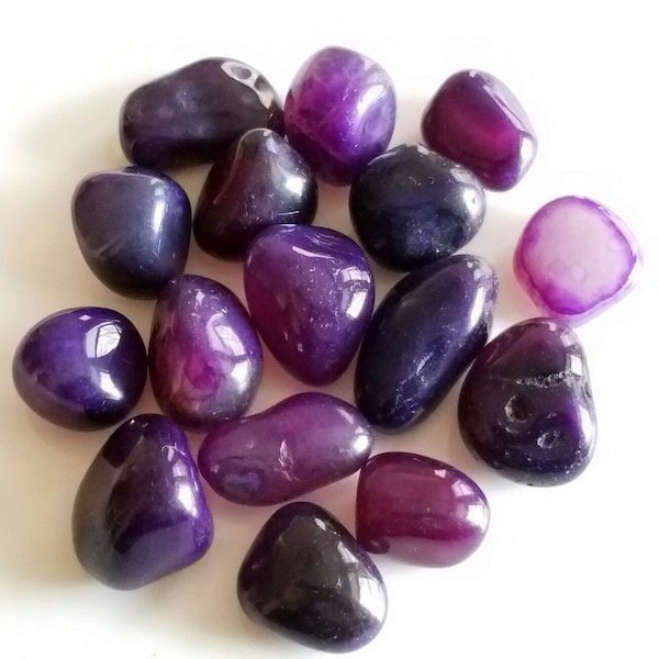 Amethyst Purple Agate Tumbled Stones, Healing Stones, Rocks and Minerals, Polished Meditation rock