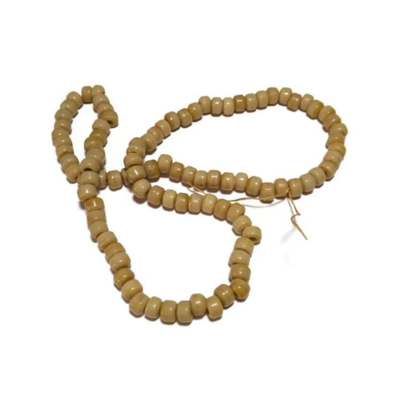 Army Tan Beads Roller Beads strand of 100 Pony Beads 9 mm Glass Crow Beads