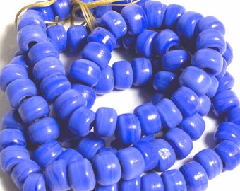 Glass Crow Beads, Cornflower Blue Beads, 9 mm, strand of 100, Lavender Blue Beads, Roller Beads, Pony Beads