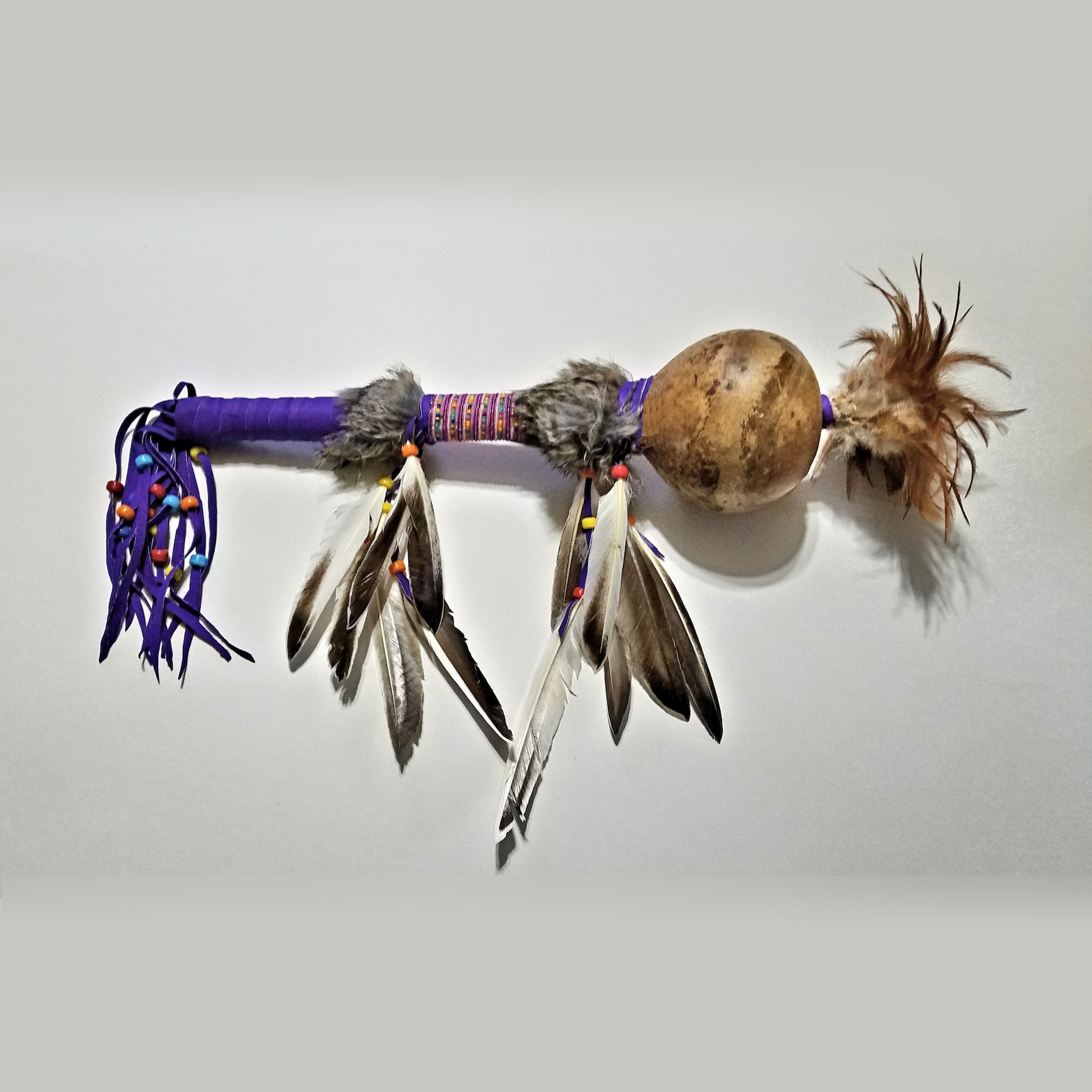 Shamans Gourd Rattle Native American Ceremonial Rattle Etsy