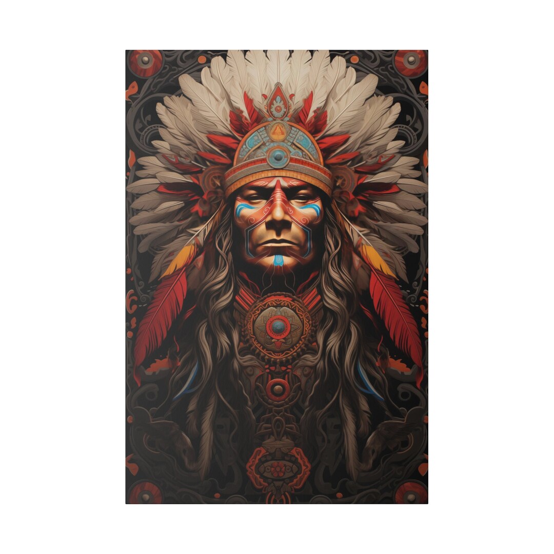 Copy of Native American Chief Canvas Art Print Plains Indian