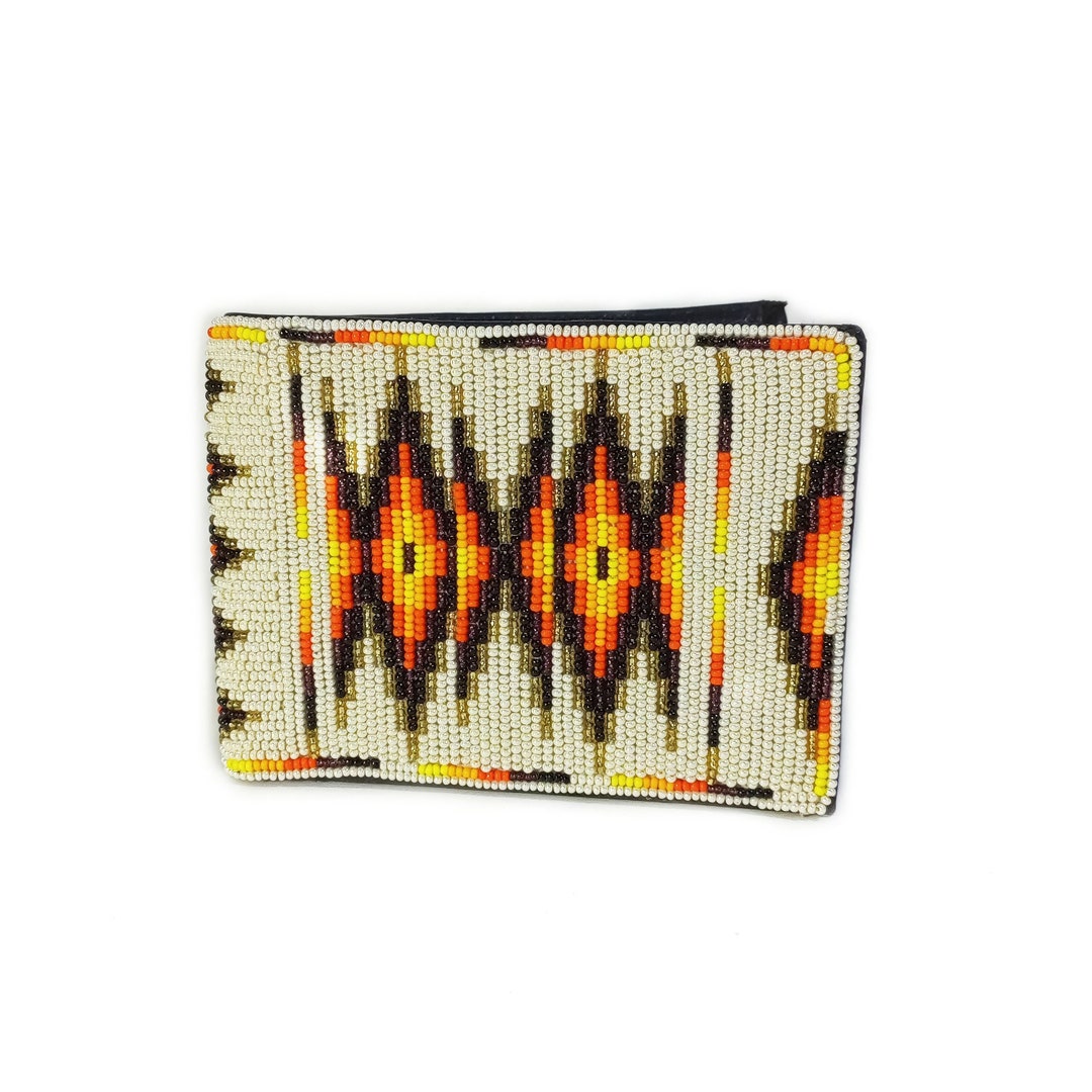 Leather Beaded Wallet 6 Credit Card Slots 2 Money Etsy