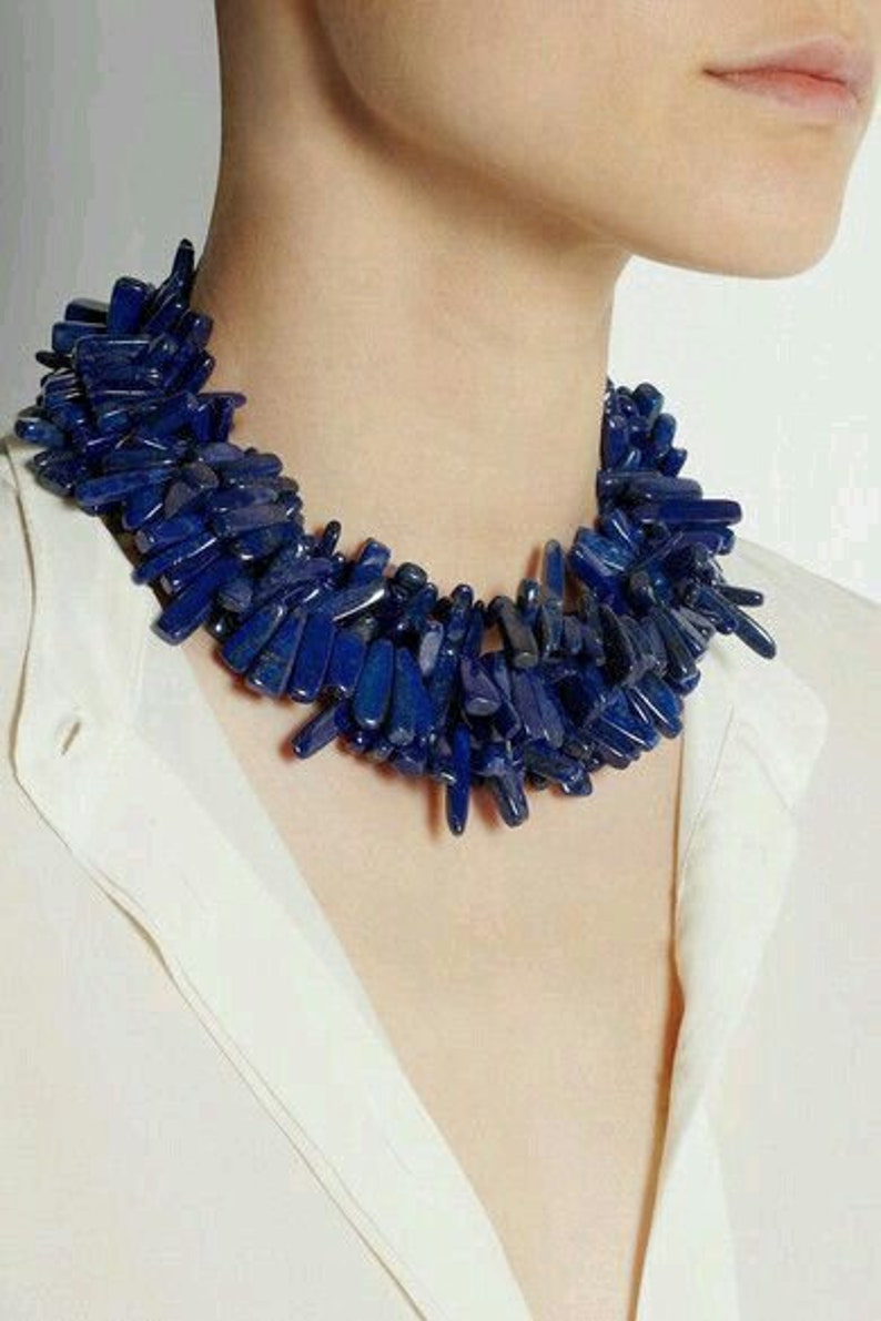 Extra Large Lapis Lazuli Drilled Chips, Lapis Lazuli Nuggets, High Quality Tooth Chips, Spike beads, Deep Blue Lapis Lazuli Stones image 2