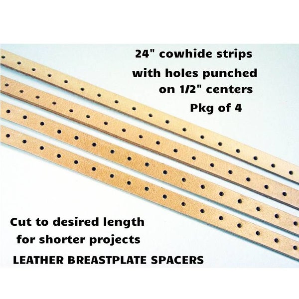 Pre-Punched Leather Breastplate Spacer Strips, Pkg of 4, native american leather spacers
