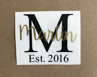 Last Name Decal | Monogram Sticker | Established Decal | Name Sticker | Car Decal | Laptop Decal | Initial Decal | Tumbler Decal