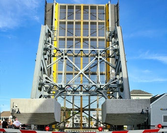 Mystic River drawbridge is up! Mystic, Connecticut, bridge photos, ct photo, New London, Groton, shore, coastal, archival print. signed