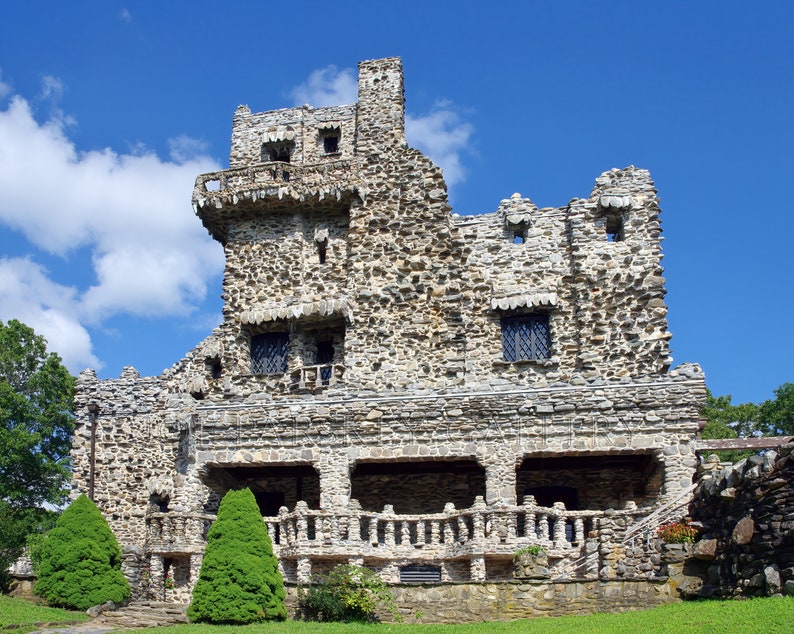 Gillette Castle, East Haddam, Connecticut, old stone buildings, ct photos, castles, New England, unusual buildings, archival print, signed image 1