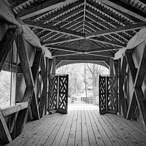 Inside the Comstock Bridge, Easthampton, CT, covered bridge, Connecticut, charming, quaint, New England, home decor, archival signed print image 4