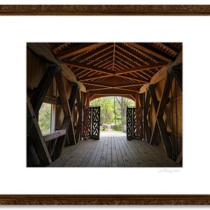 Inside the Comstock Bridge, Easthampton, CT, covered bridge, Connecticut, charming, quaint, New England, home decor, archival signed print image 3